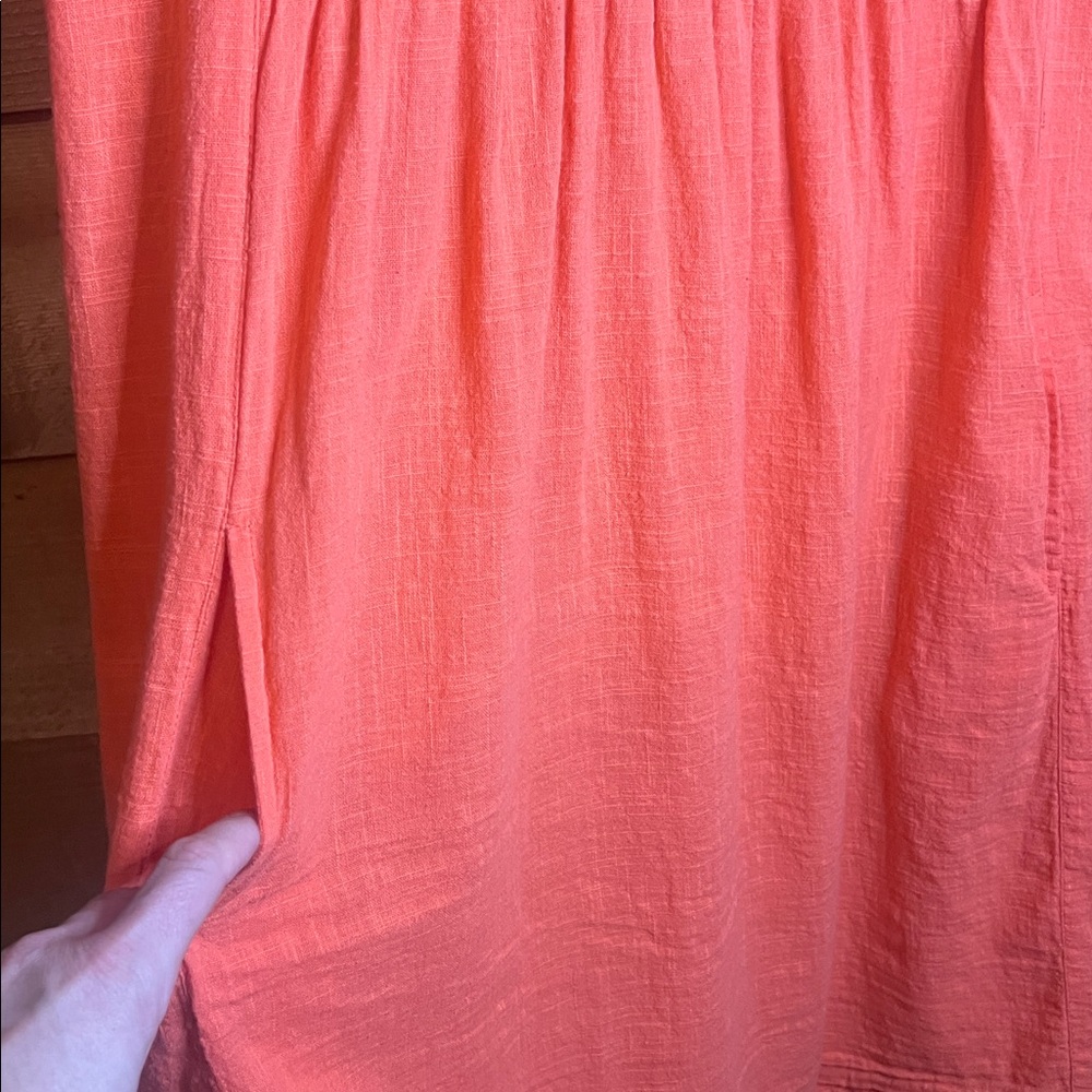 Uncle Frank Anthropologie Orange Coral Floral Embroidered Babydoll Dress M/L - Picture 6 of 7